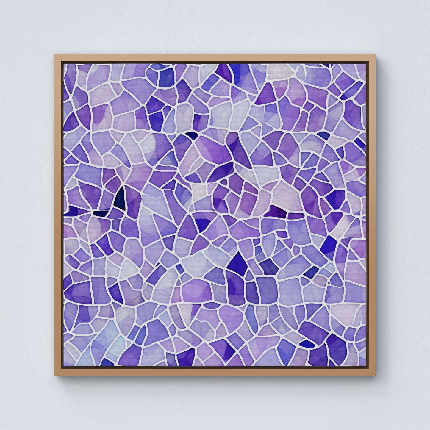 Purple and White Mosaic Design Framed Canvas