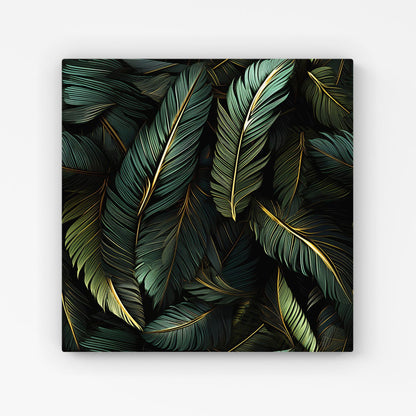 Green and Gold Leaves Canvas