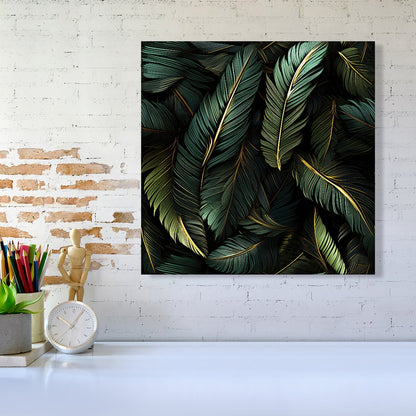 Green and Gold Leaves Canvas