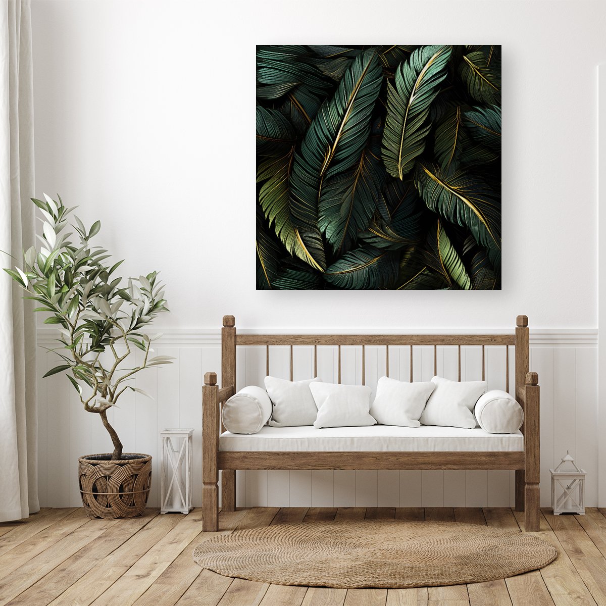 Green and Gold Leaves Canvas