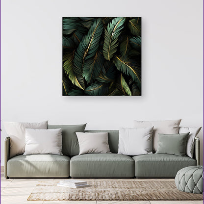 Green and Gold Leaves Canvas