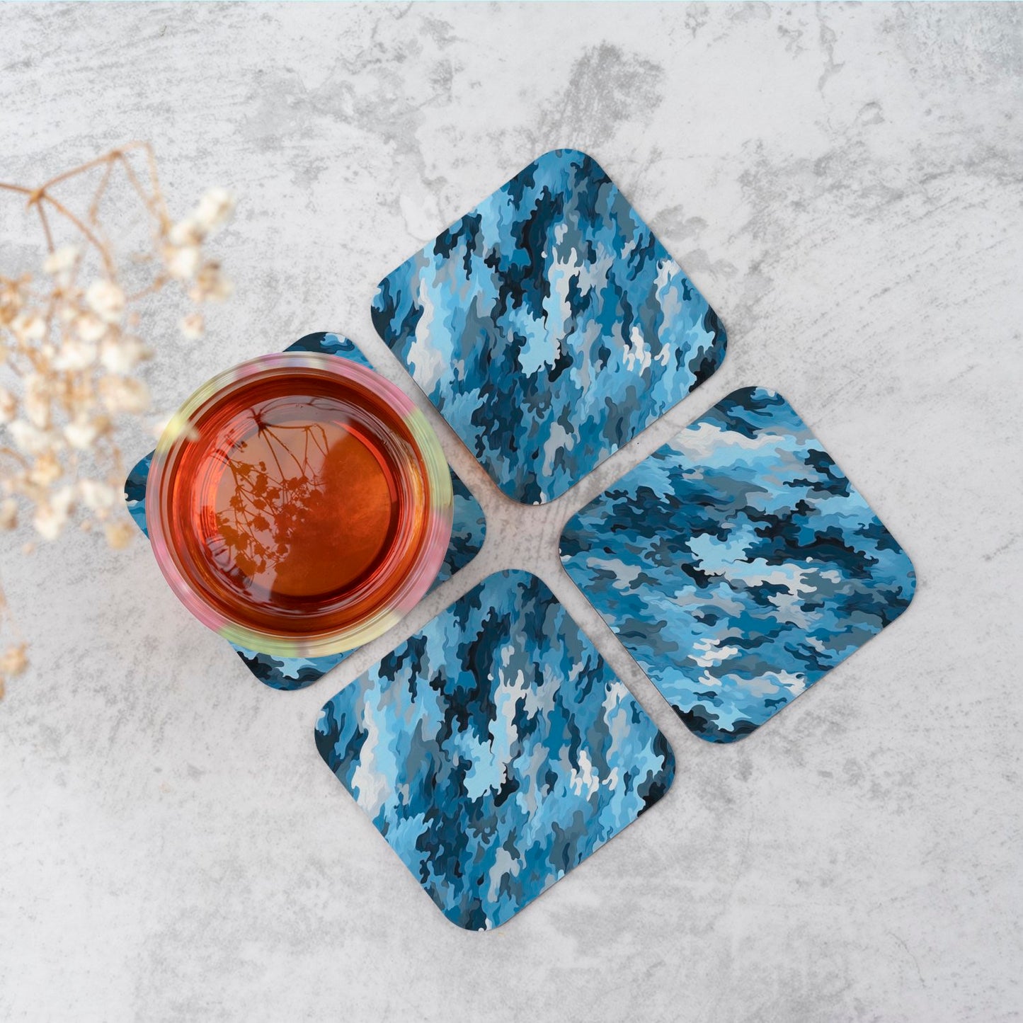 Blue And Grey Canvas Brushstrokes Coasters