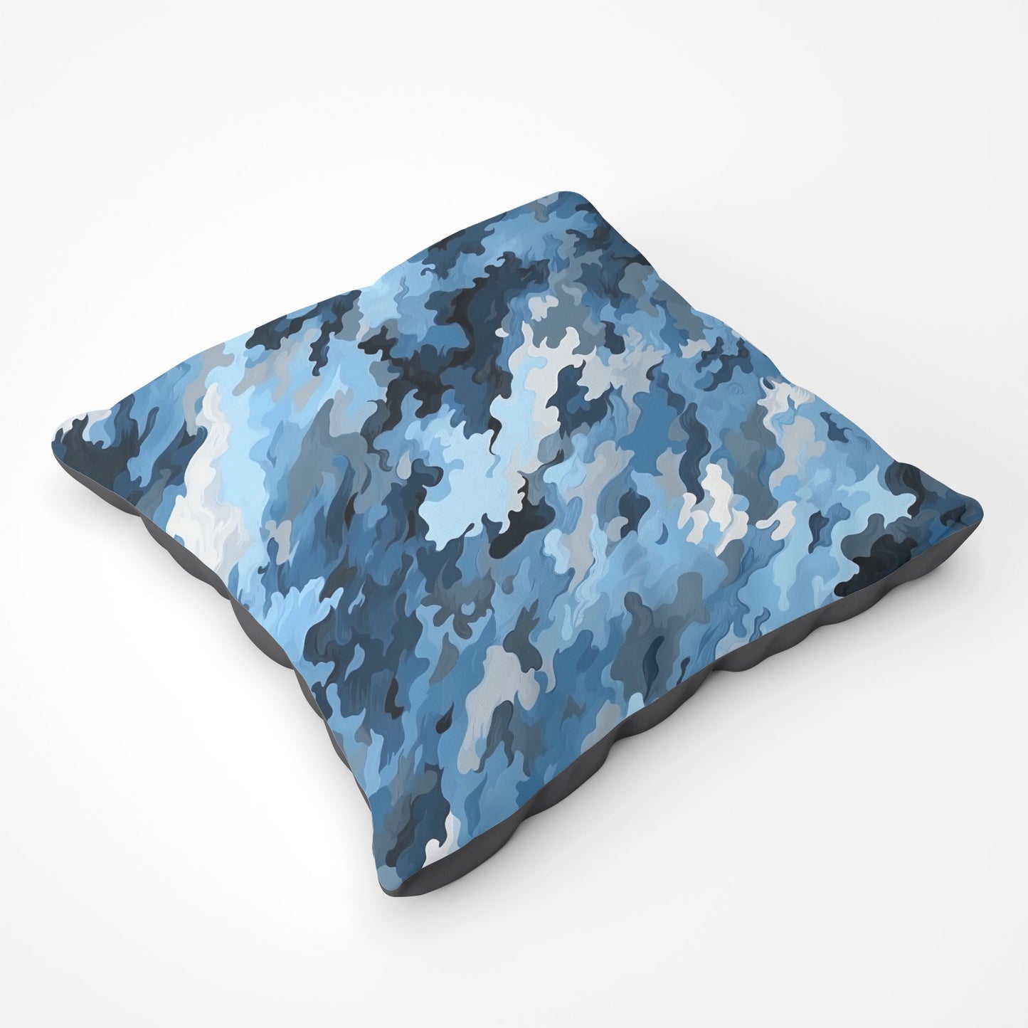 Blue And Grey Canvas Brushstrokes Floor Cushion