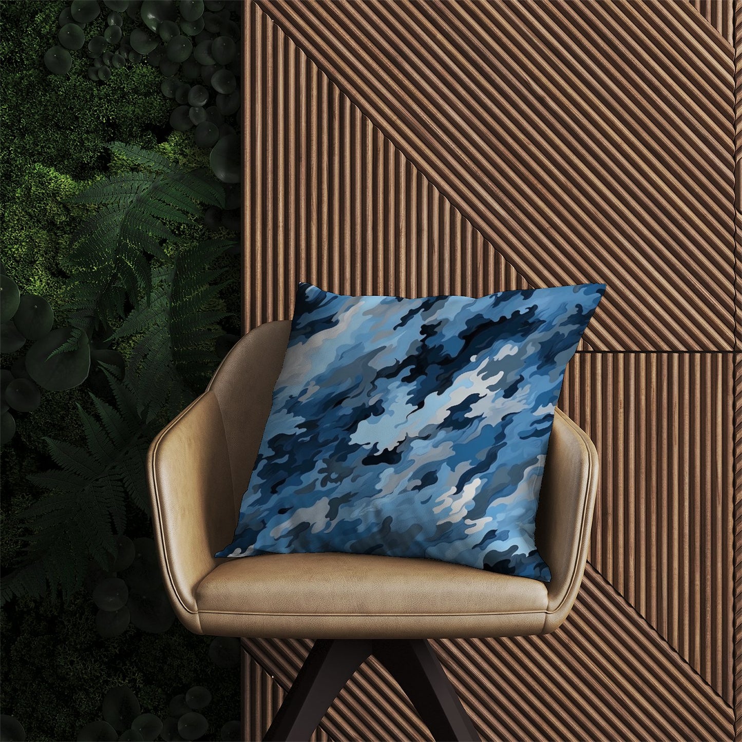 Blue And Grey Canvas Brushstrokes Outdoor Cushion