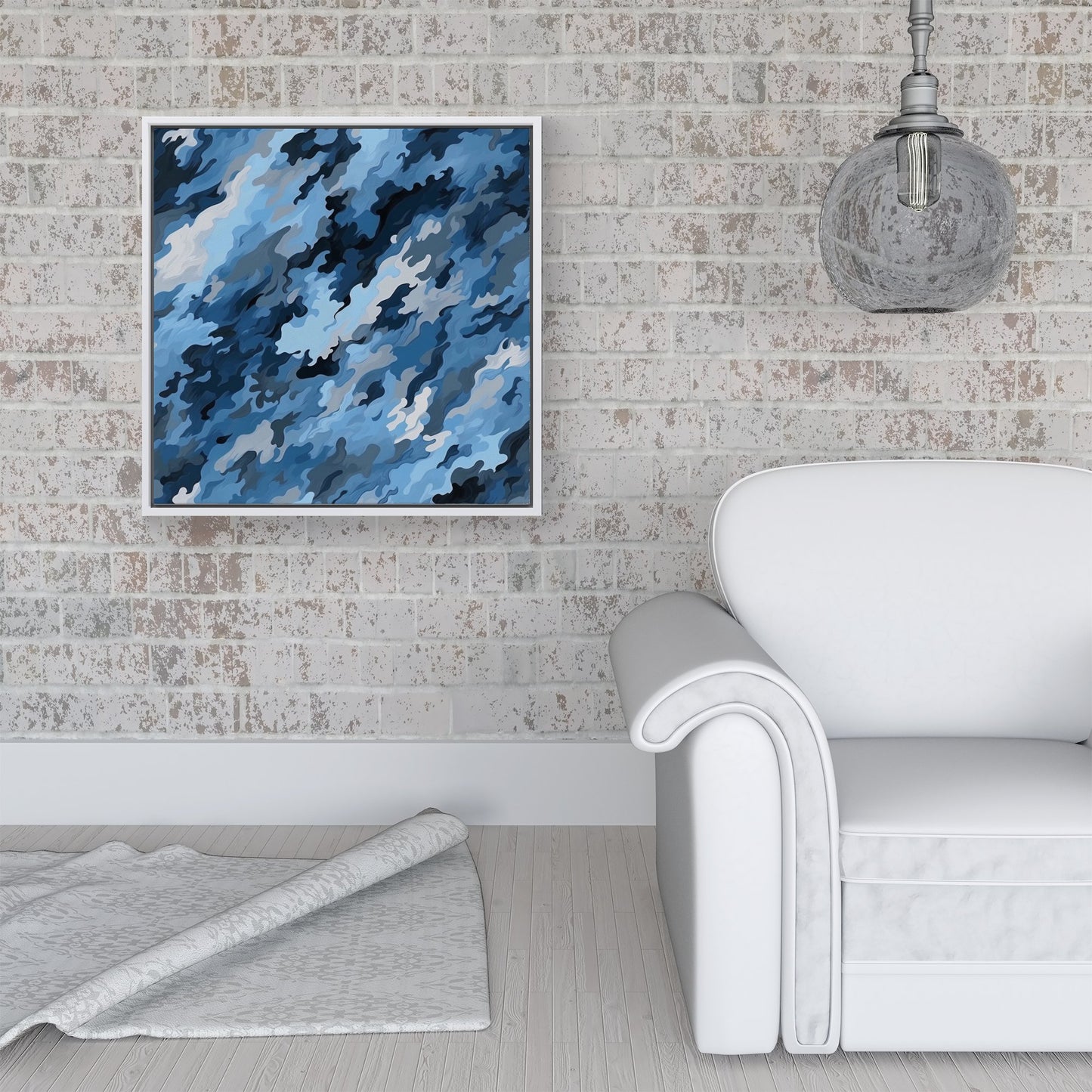 Blue And Grey Canvas Brushstrokes Framed Canvas