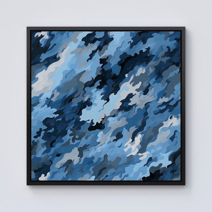 Blue And Grey Canvas Brushstrokes Framed Canvas