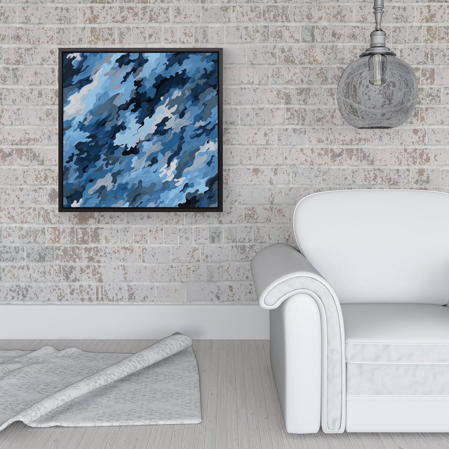 Blue And Grey Canvas Brushstrokes Framed Canvas