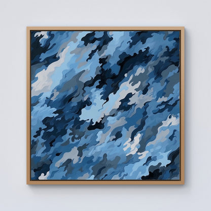 Blue And Grey Canvas Brushstrokes Framed Canvas