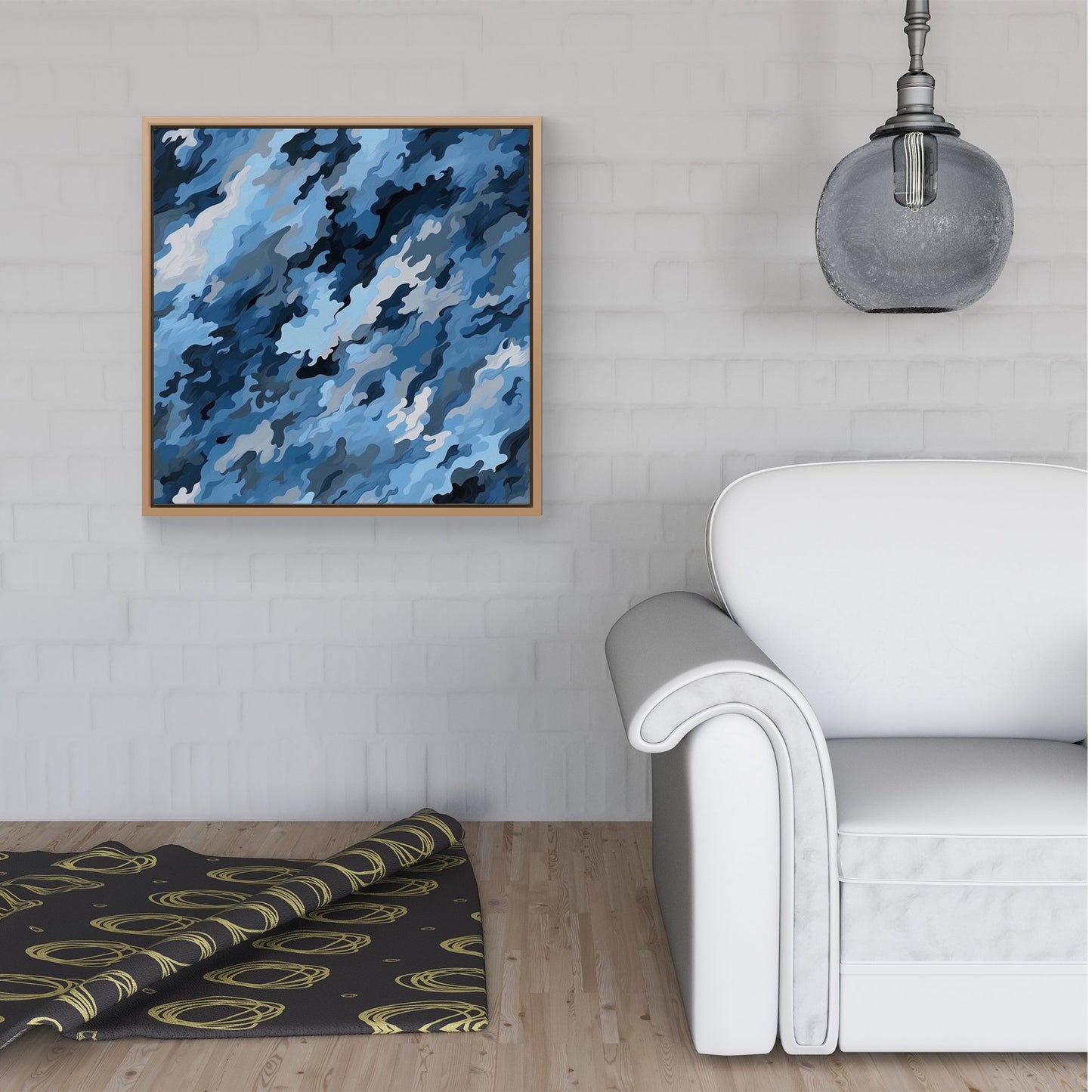 Blue And Grey Canvas Brushstrokes Framed Canvas