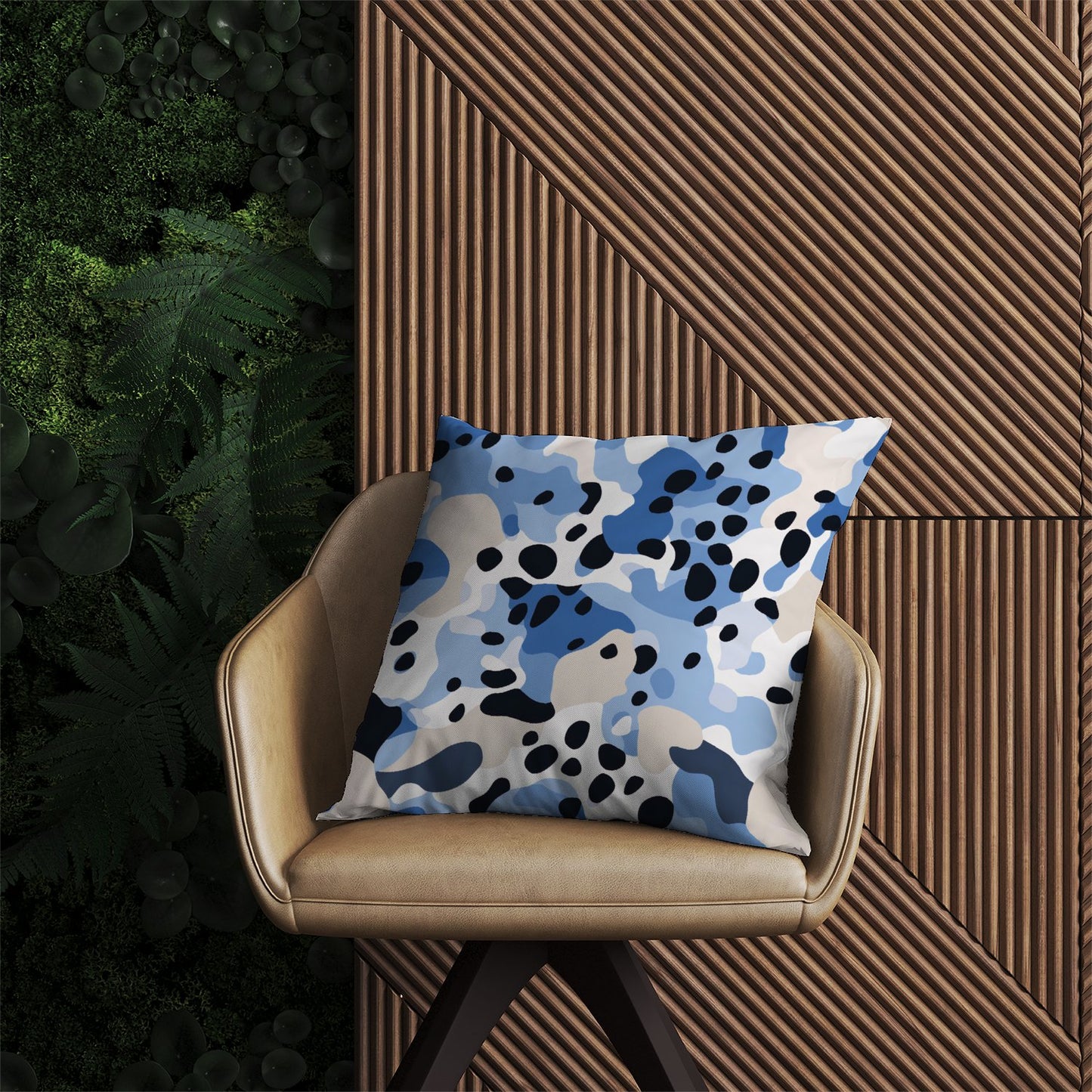 Blue Camouflage Pattern Outdoor Cushion