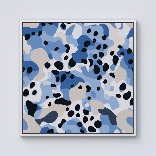 Blue Camouflage Pattern Framed Canvas