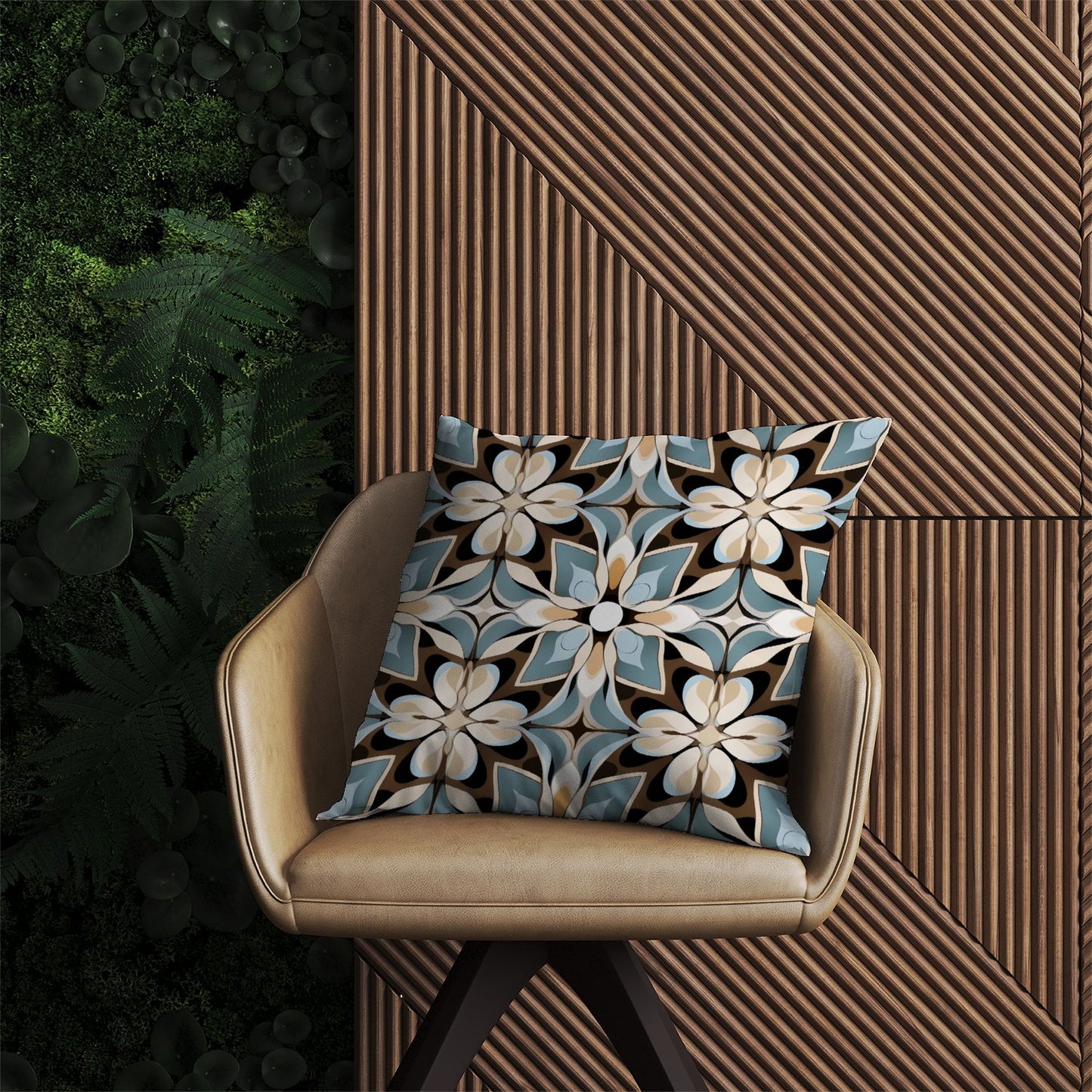 Beige And Brown Abstract Pattern Outdoor Cushion