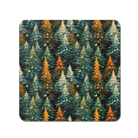 Impasto Style Christmas Trees Coasters