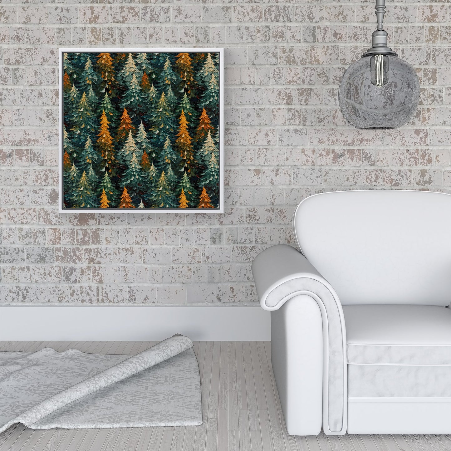 Impasto Style Christmas Trees Framed Canvas