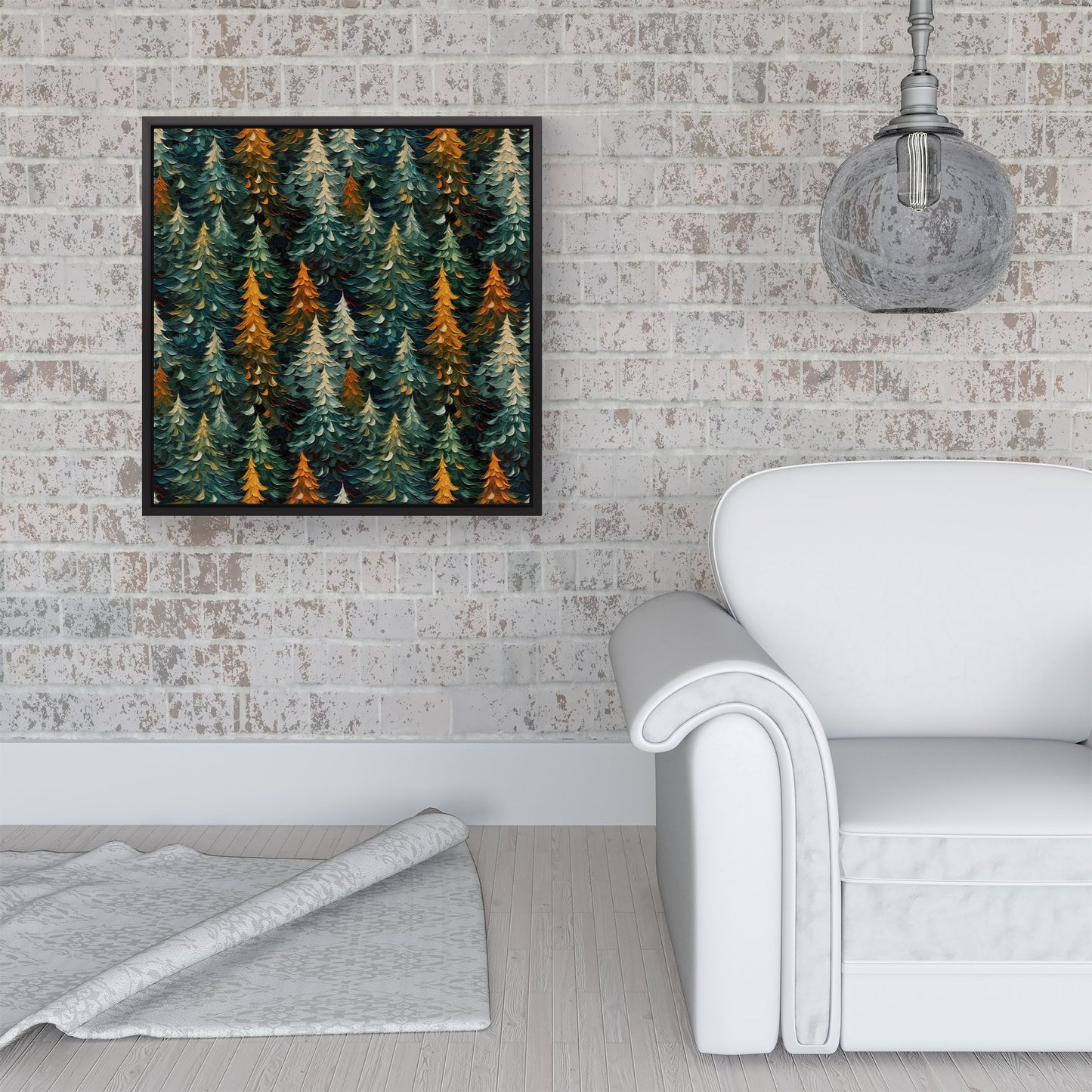 Impasto Style Christmas Trees Framed Canvas