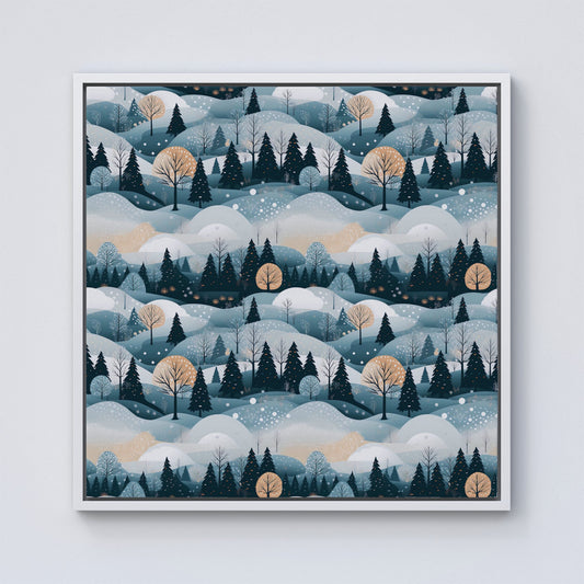 Dreamy Snowy Christmas Scene Framed Canvas