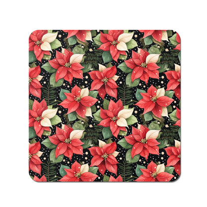 Poinsettia, Watercolor Style Coasters