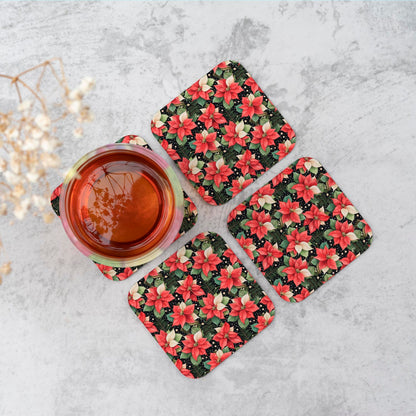 Poinsettia, Watercolor Style Coasters