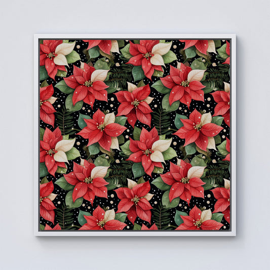 Poinsettia, Watercolor Style Framed Canvas