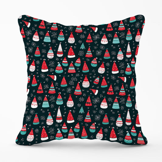 Hand Drawn Cheerful Santa Hats Outdoor Cushion