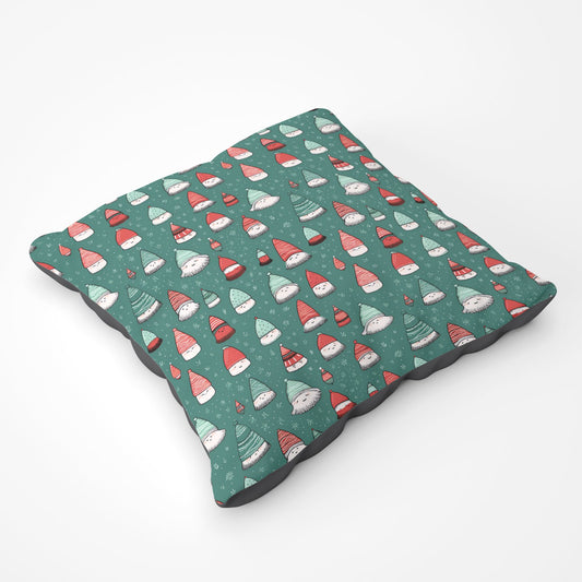 Hand Drawn Joyful Santa Hats Floor Cushion