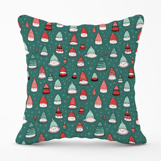 Hand Drawn Joyful Santa Hats Outdoor Cushion