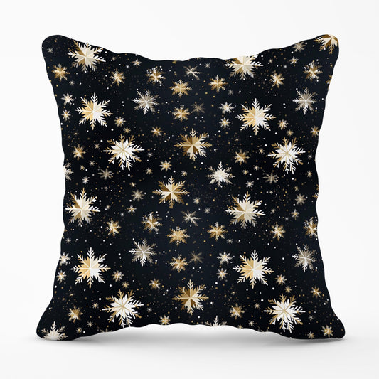 Silver Gold Snowflake Pattern Outdoor Cushion