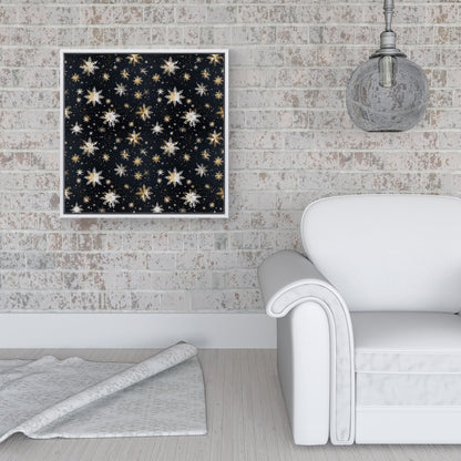 Silver Gold Snowflake Pattern Framed Canvas