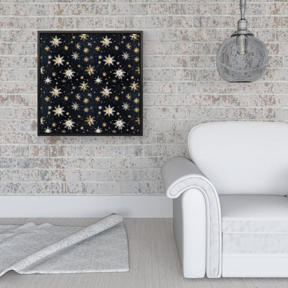 Silver Gold Snowflake Pattern Framed Canvas