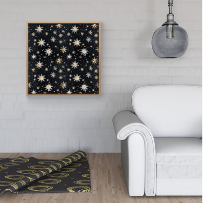 Silver Gold Snowflake Pattern Framed Canvas