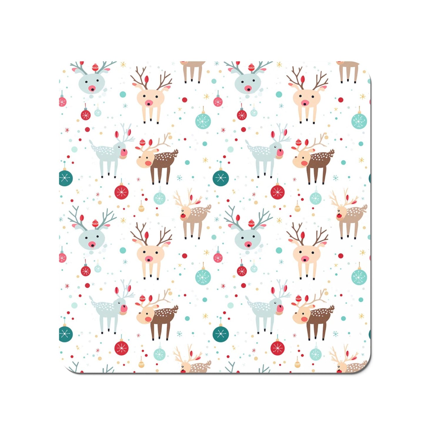 Happy Reindeer With Christmas Lights Coasters