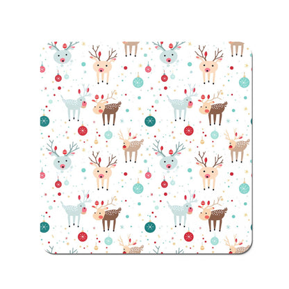 Happy Reindeer With Christmas Lights Coasters