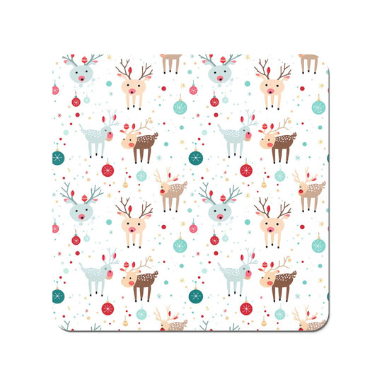 Happy Reindeer With Christmas Lights Coasters