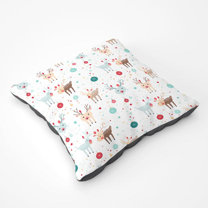 Happy Reindeer With Christmas Lights Floor Cushion