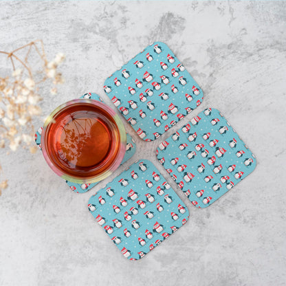 Adorable Santa Penguins Coasters