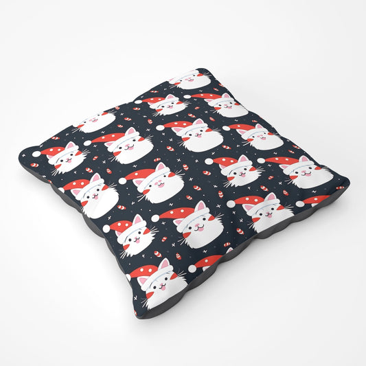 Cute Cats Wearing Santa Claus Hats Floor Cushion