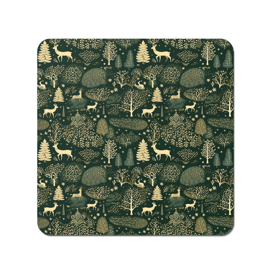 Green Christmas Woodlands Coasters