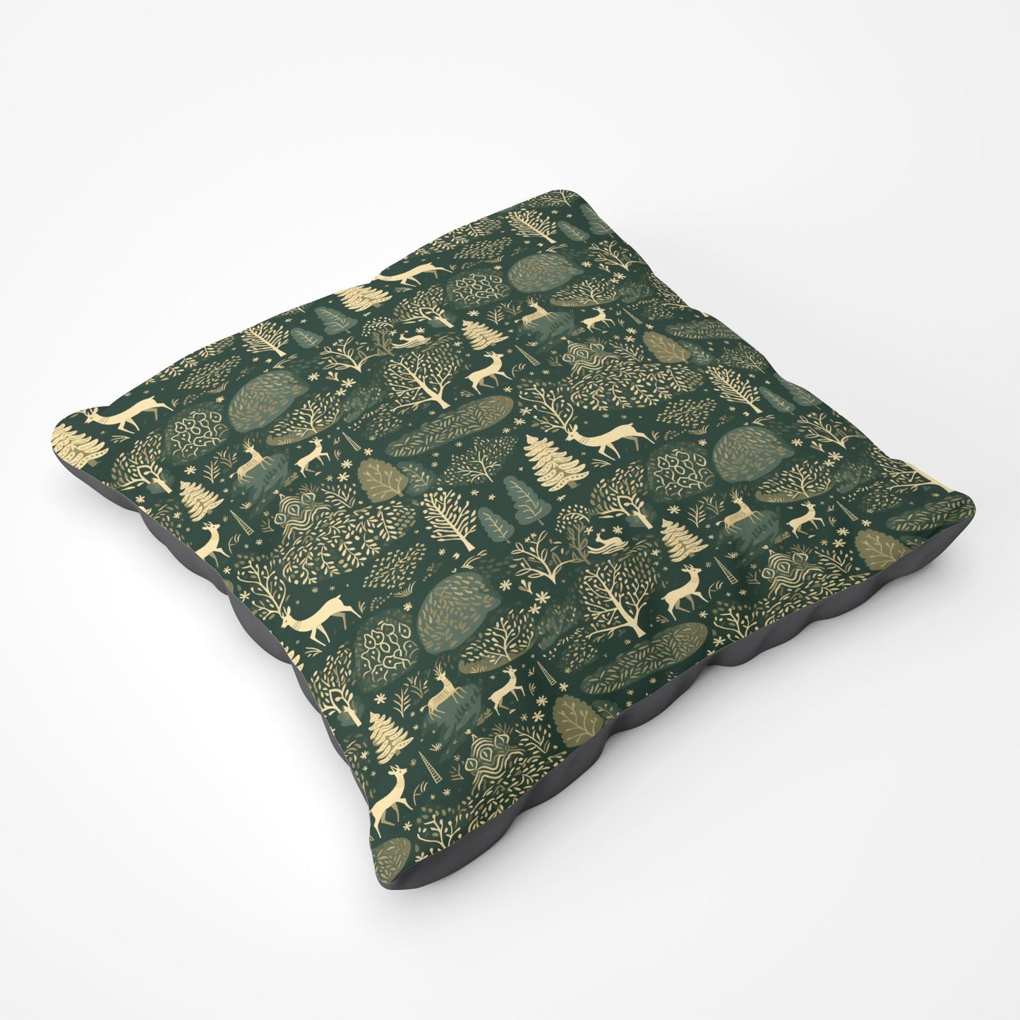 Green Christmas Woodlands Floor Cushion