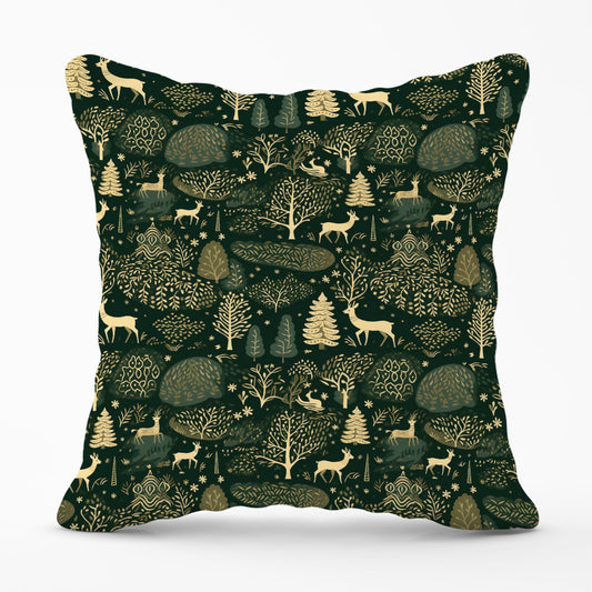 Green Christmas Woodlands Outdoor Cushion