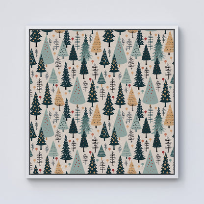 Boho Inspired Christmas Tree Pattern Framed Canvas