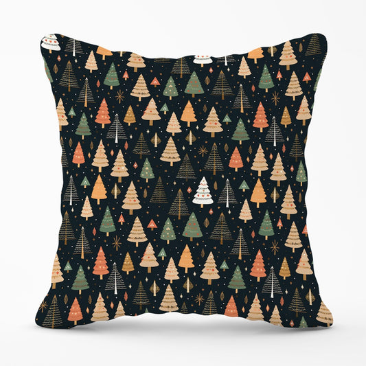 Boho Inspired Christmas Trees Outdoor Cushion