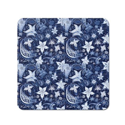 Paisley Christmas Stars Blue Coasters