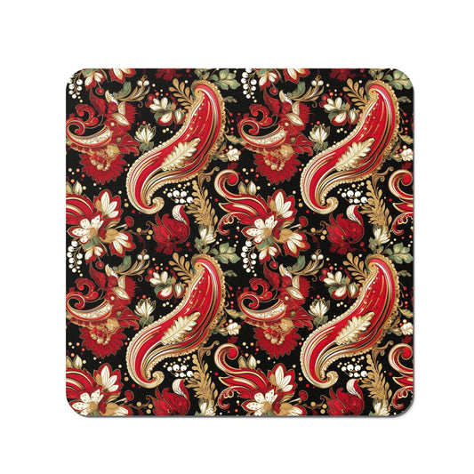 Paisley Christmas Stars Red Coasters