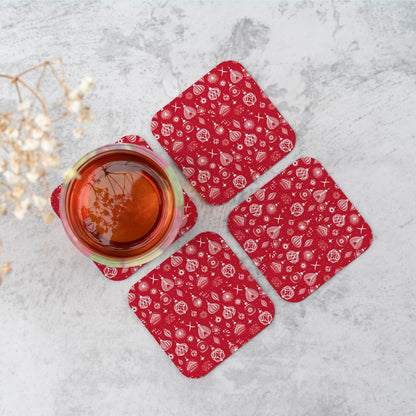 Red Christmas Decorations Pattern Coasters