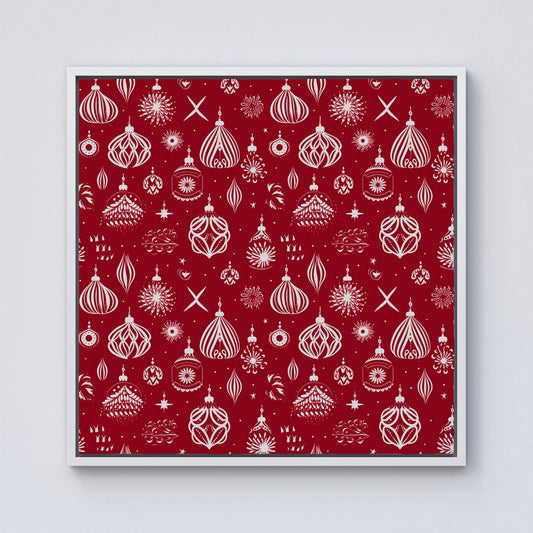 Red Christmas Decorations Pattern Framed Canvas