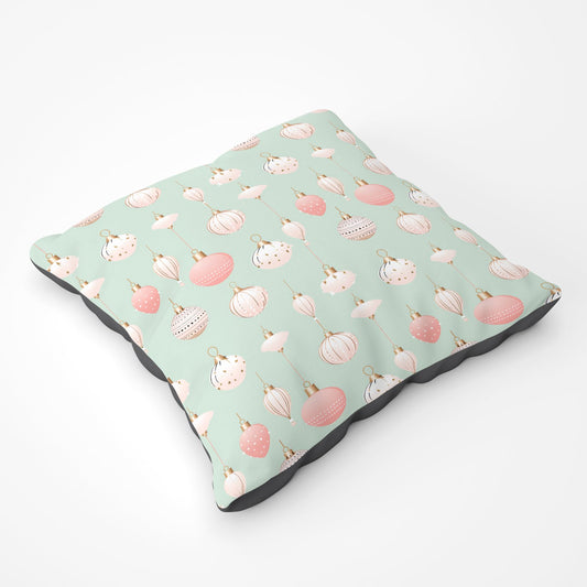 Christmas Decorations Pink And Green Floor Cushion