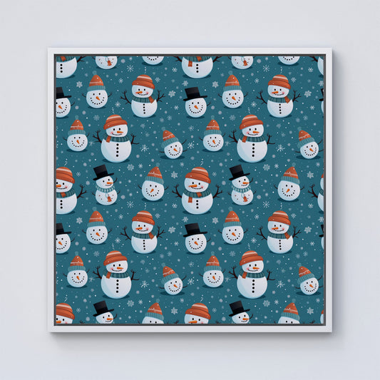 Jolly Christmas Snowmen Framed Canvas