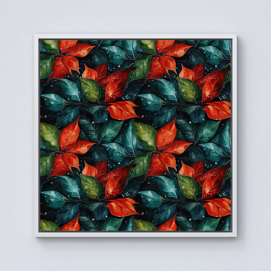 Christmas Watercolour Holly Leaf Framed Canvas