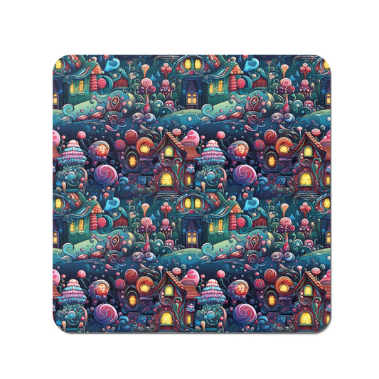 Whimsical Gingerbread House Pattern Coasters