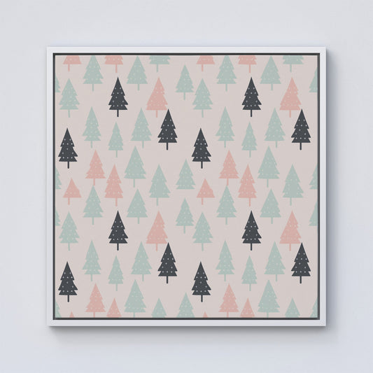 Christmas Tree Silhouette Pattern Framed Canvas